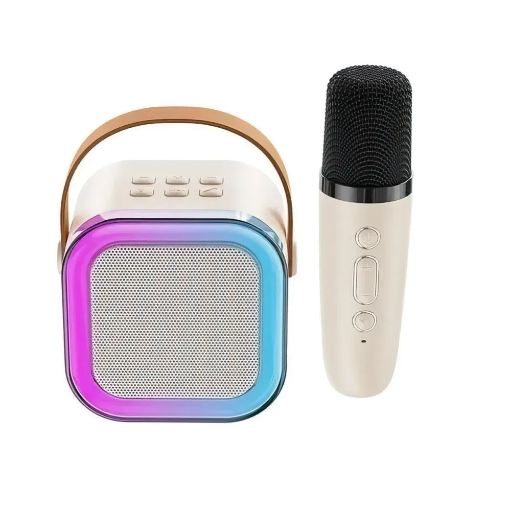 Boxa portabila cu lumini+microfon wireless,reincarcabila