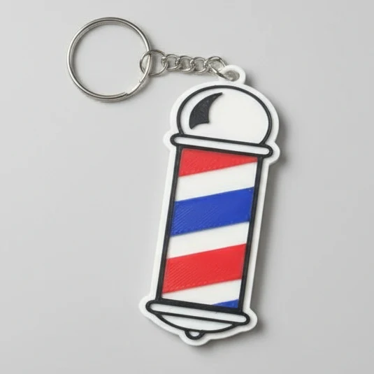 Breloc chei cu simbol barber și funcție NFC – acces rapid și design unic