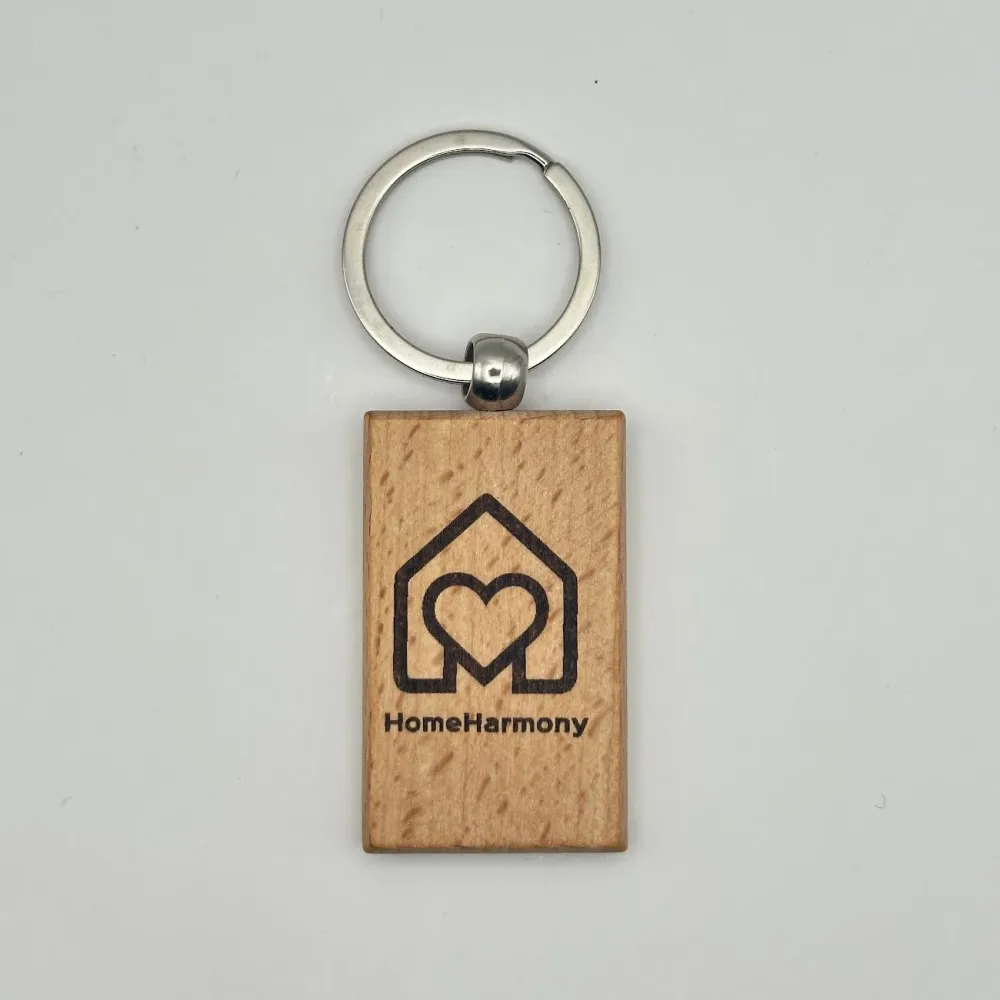 Breloc din lemn, personalizat, 5x3 cm, cu text sau logo