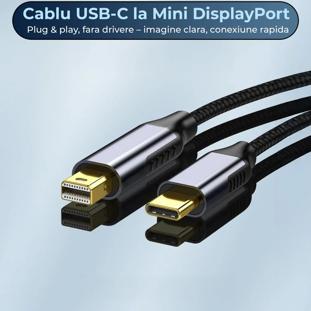 Cablu Adaptor Type-C la Mini DisplayPort, 60Hz, Transfer Video Ultra HD