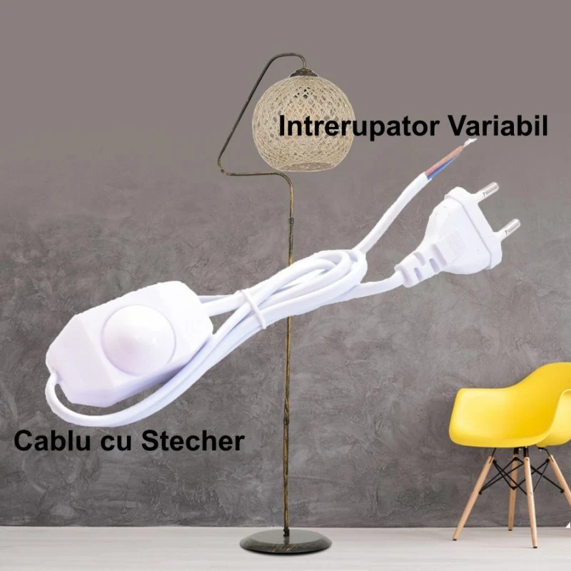 Cablu alimentare cu variator 1.5m alb