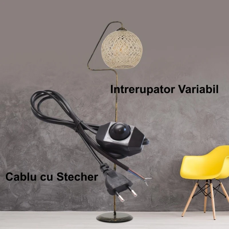 Cablu alimentare cu variator 1.5m negru
