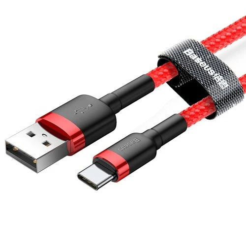 Cablu Baseus Cafule USB-/USB-C QC 3.0 3A 0,5 m - roșu