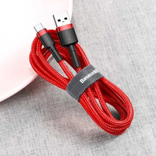 Cablu Baseus Cafule USB-/USB-C QC 3.0 3A 0,5 m - roșu