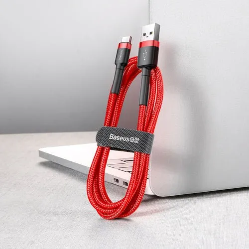Cablu Baseus Cafule USB-/USB-C QC 3.0 3A 1 m - Roșu
