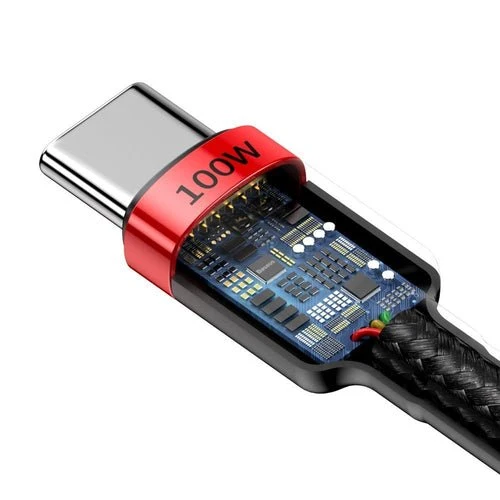 Cablu Baseus CATKLF-AL91 USB-C PD QC 100W 5A 2m - negru și roșu