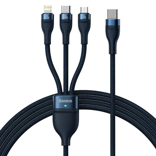 Cablu Baseus Flash II 4 în 1 USB-C/ 100W 1,5m albastru