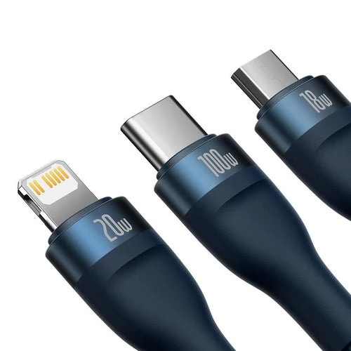 Cablu Baseus Flash II 4 în 1 USB-C/ 100W 1,5m albastru