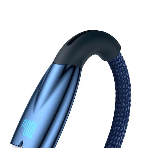 Cablu Baseus Glimmer USB-/USB-C 100W, 1m, albastru deschis