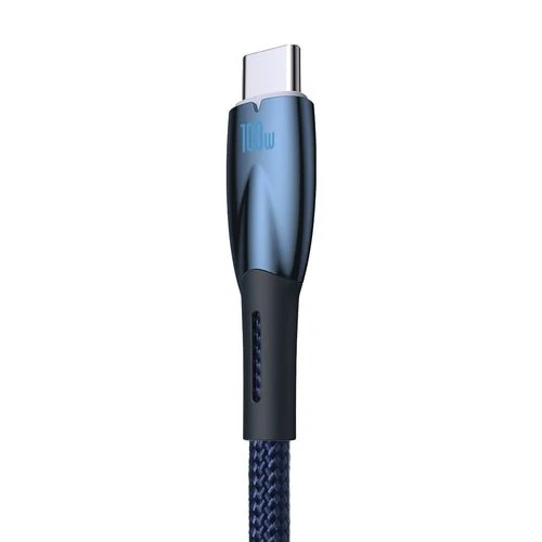 Cablu Baseus Glimmer USB-/USB-C 100W, 1m, albastru deschis