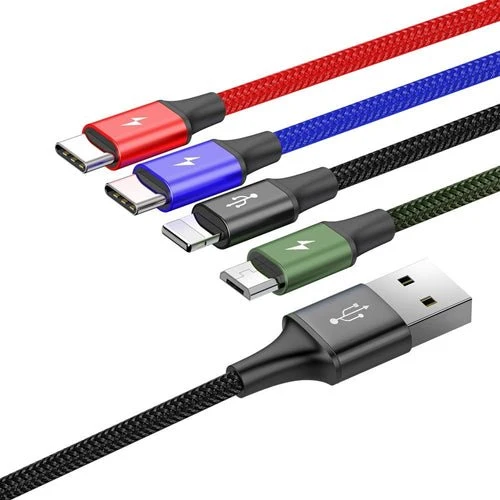 Cablu Baseus 4 în 1 Lightning/2x USB-C/micro USB 1,2 m negru.