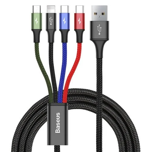 Cablu Baseus 4 în 1 Lightning/2x USB-C/micro USB 1,2 m negru.