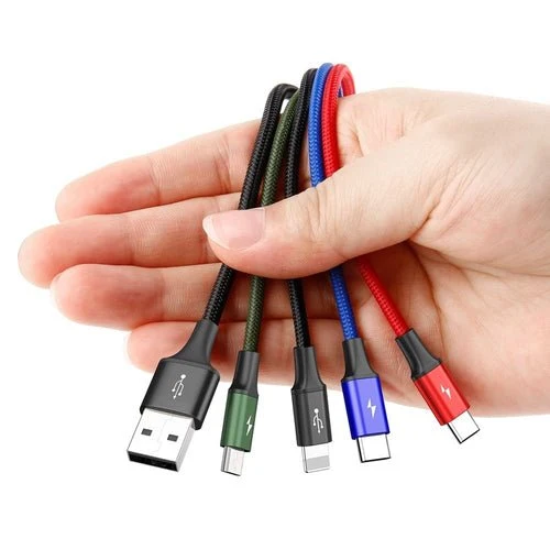 Cablu Baseus 4 în 1 Lightning/2x USB-C/micro USB 1,2 m negru.