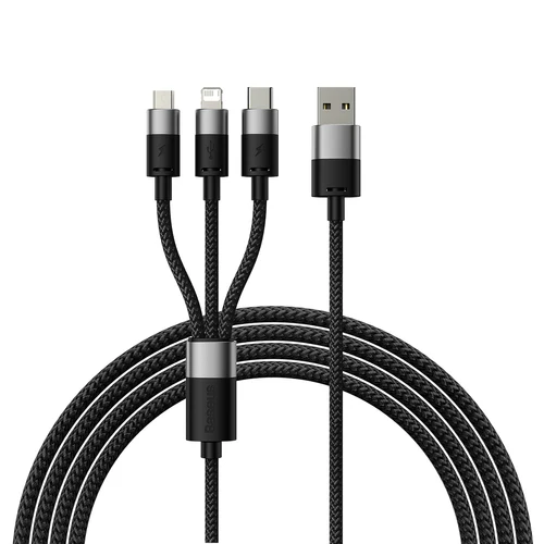 Cablu Baseus StarSpeed 3 în 1 USB/Micro/Lightning/USB-C 1,2m - Negru