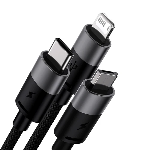 Cablu Baseus StarSpeed 3 în 1 USB/Micro/Lightning/USB-C 1,2m - Negru