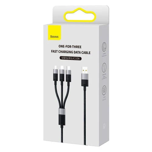 Cablu Baseus StarSpeed 3 în 1 USB/Micro/Lightning/USB-C 1,2m - Negru