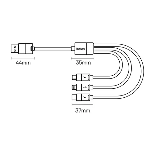 Cablu Baseus StarSpeed 3 în 1 USB/Micro/Lightning/USB-C 1,2m - Negru