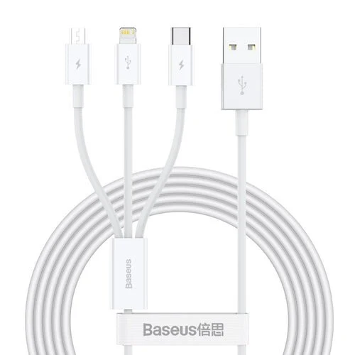 Cablu Baseus Superior 3 în 1 - Lightning/USB-C/Micro USB, 1,5 m.