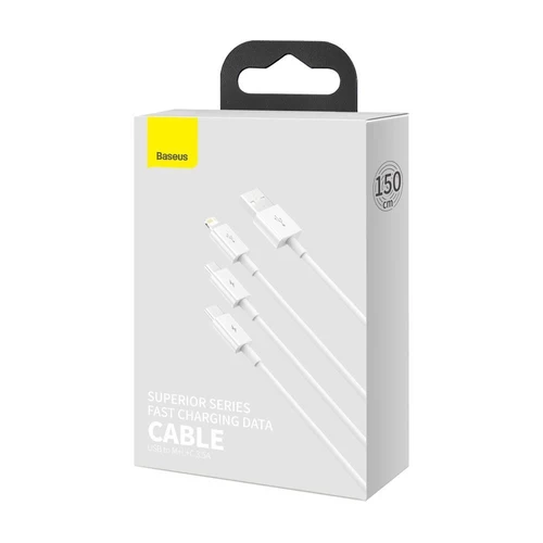 Cablu Baseus Superior 3 în 1 - Lightning/USB-C/Micro USB, 1,5 m.