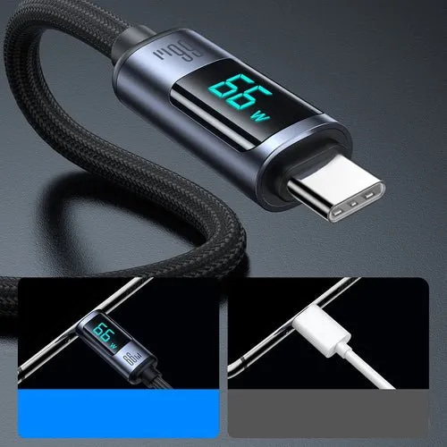 Cablu Joyroom A16 USB-C/, 66 W, 1,2 m, afișaj LED - Negru