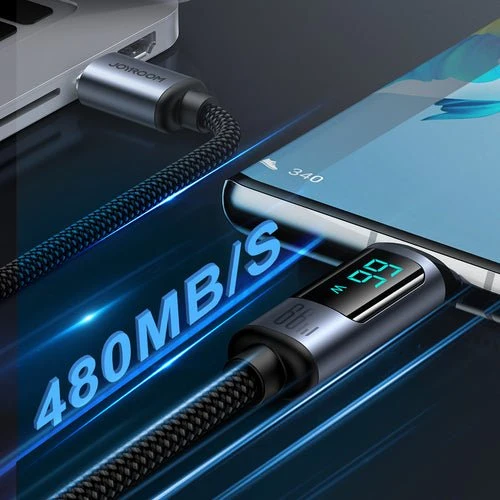 Cablu Joyroom A16 USB-C/, 66 W, 1,2 m, afișaj LED - Negru