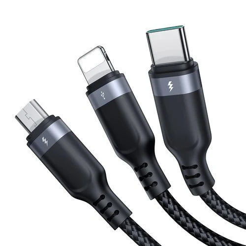 Cablu Joyroom S-A18 3în1 USB-/Lightning/USB-C/micro USB 0,3m - negru