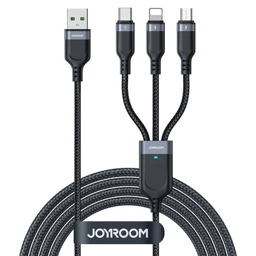 Cablu Joyroom S-A18 3în1 USB-/Lightning/USB-C/micro USB 0,3m - negru