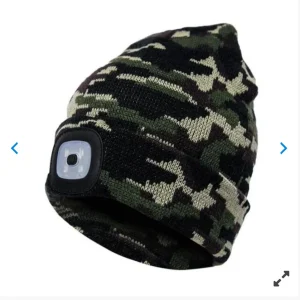 Caciula Camuflaj cu lampa, lanterna frontala LED reincarcabila USB