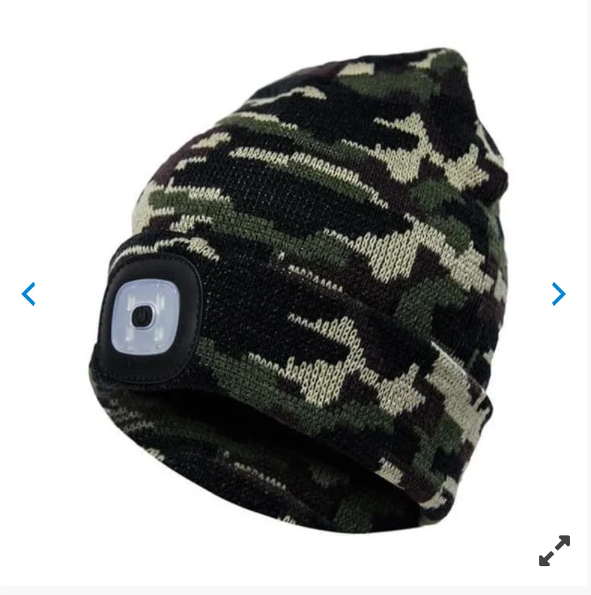 Caciula Camuflaj cu lampa, lanterna frontala LED reincarcabila USB