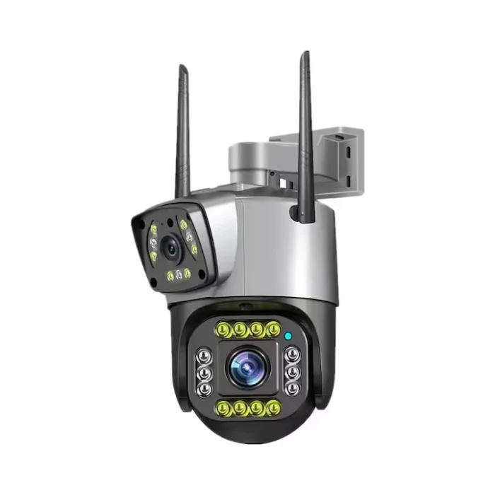 Cameră de Supraveghere 4G Dual-Lens 360°, cu Comunicare Bidirecțională – Gri/Negru