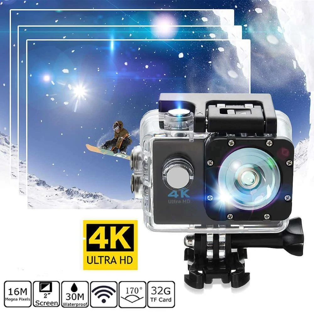 Camera de actiune 4K Ultra HD, impermeabilă, WiFi