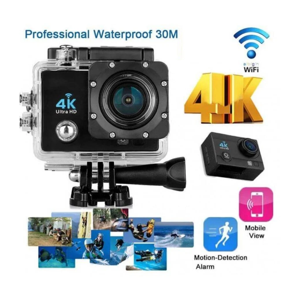Camera de actiune 4K Ultra HD, impermeabilă, WiFi
