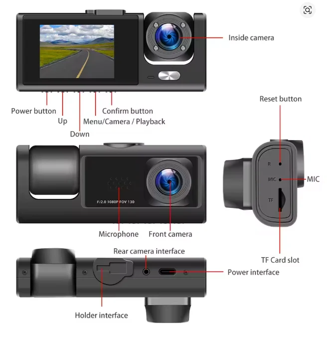 Camera tripla auto de bord + cadou surpriza