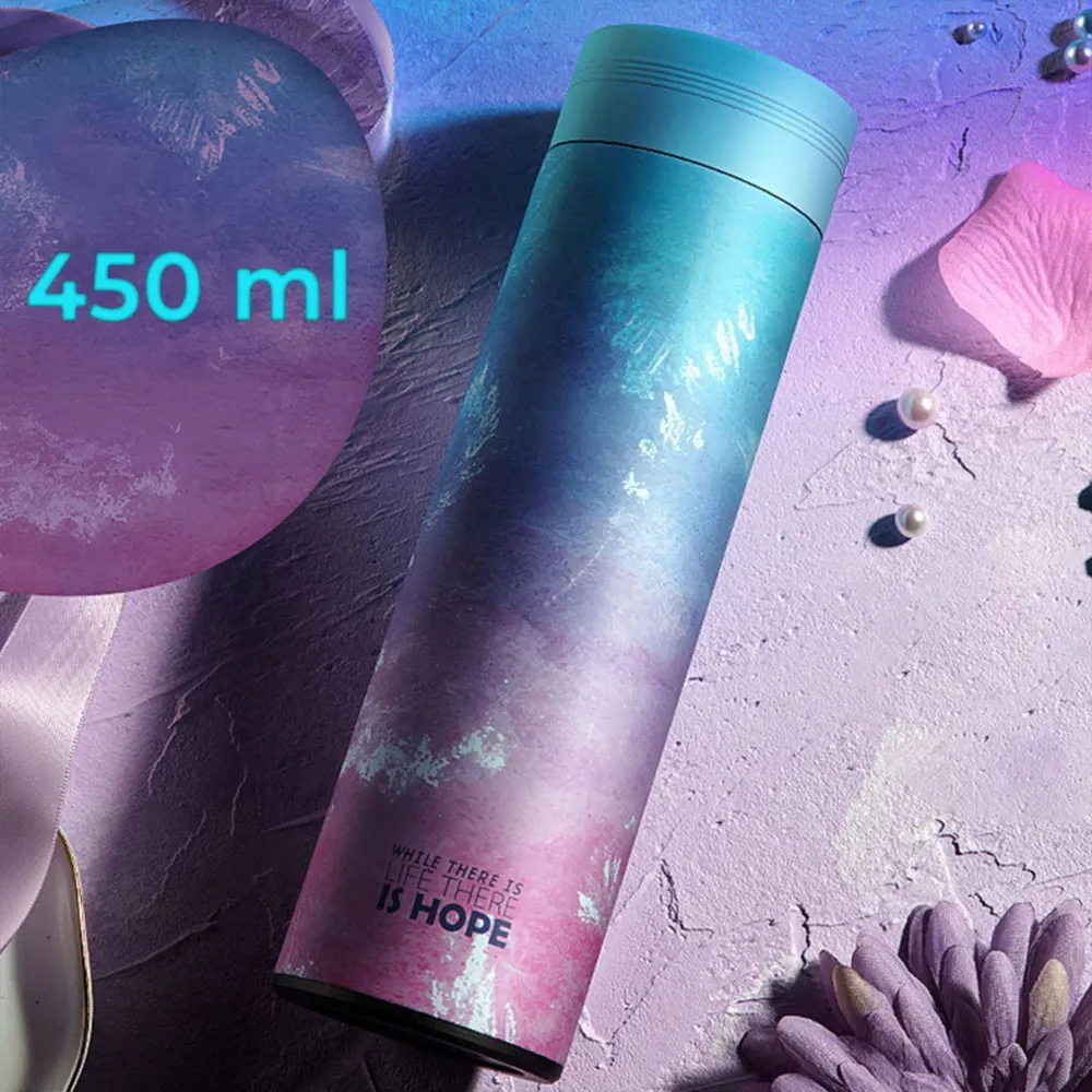 Cana termos Timebox, perete dublu izolat, 450ml, Albastru/, Roz