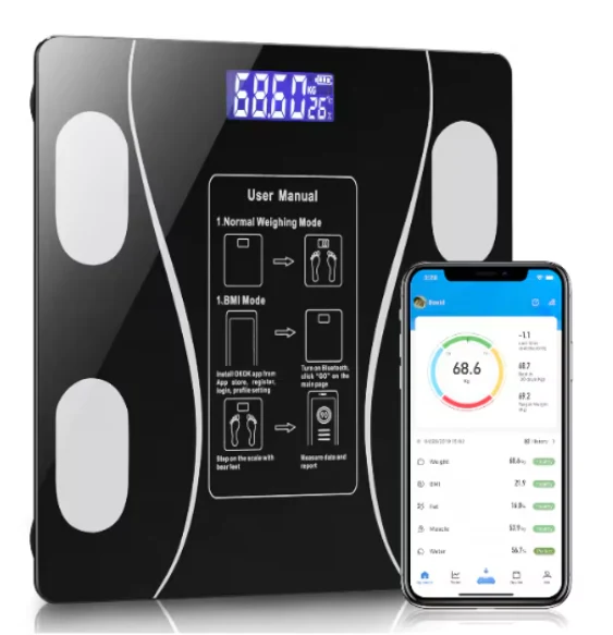 Cantar Inteligent, Conexiune Bluetooth, Ecran Afisaj LCD, Masoara Indicii Corporali