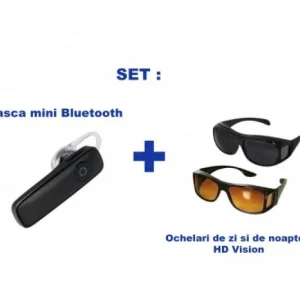 Casca Bluetooth + Set 2 perechi ochelari de condus