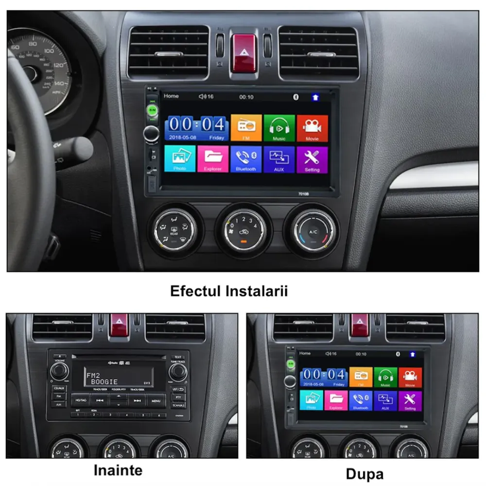 Casetofon auto mp5 bluetooth cu display si touch screen