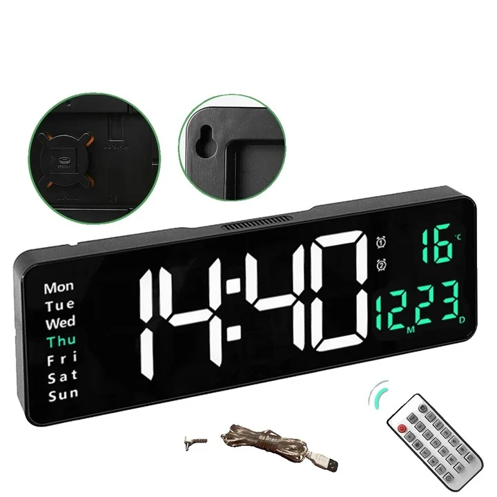 Ceas decorativ led, functie alarma duala, control de la distanta