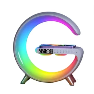 Ceas digital electronic de masa RGB cu incarcare wireless si boxa