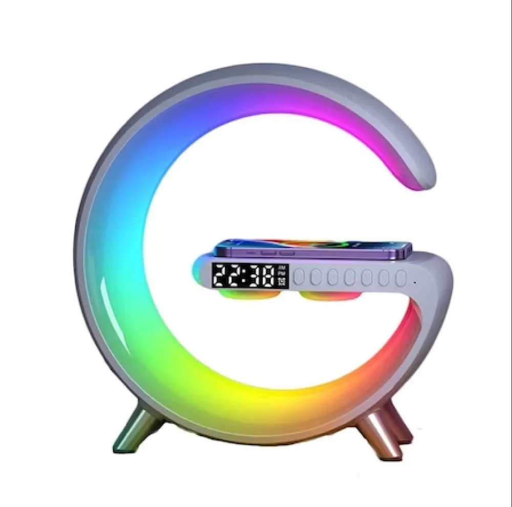 Ceas digital electronic de masa RGB cu incarcare wireless si boxa