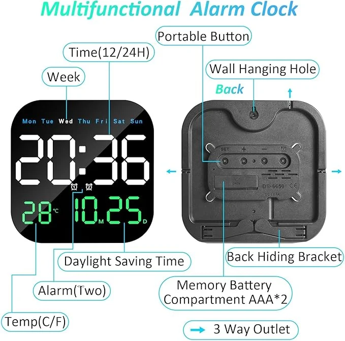 Ceas de perete digital cu led