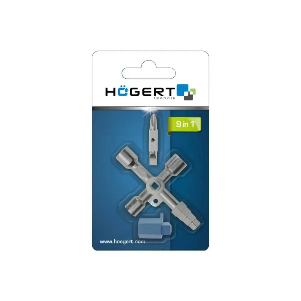 Cheie universala pentru tablouri electrice, cu 9 capete, 85mm HOGERT / HT1W761