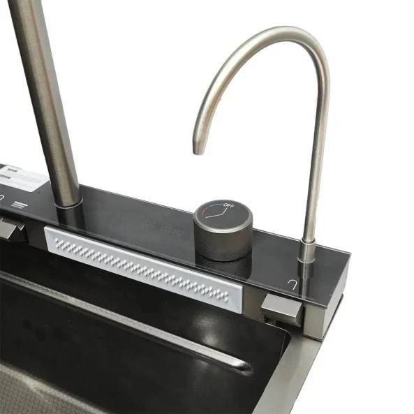 Chiuveta multifunctionala cu 2 cascade cu accesorii incluse, afisaj digital temperaturii si robinet cascada