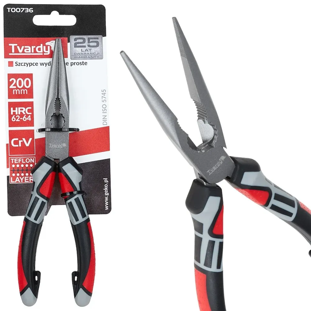 Cleste cu varf lung drept, 200 mm, Cr-V, Tvardy T00736
