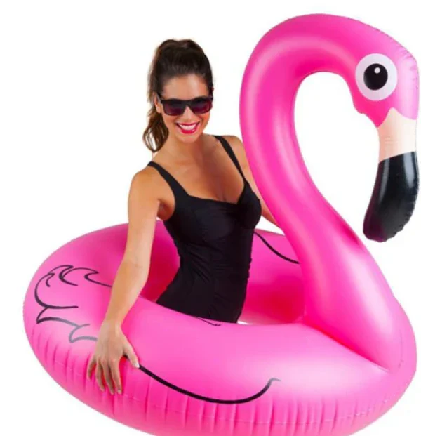 Colac gonflabil stil Flamingo roz, 90 cm