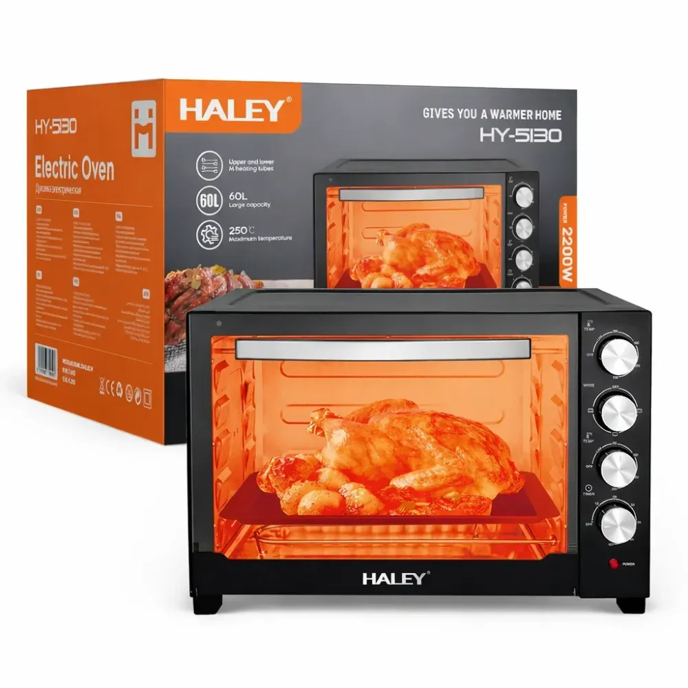 Cuptor Electric HALEY HY-5130, 60L, 2200W, Termostat 80–250°C, Timer 60 min
