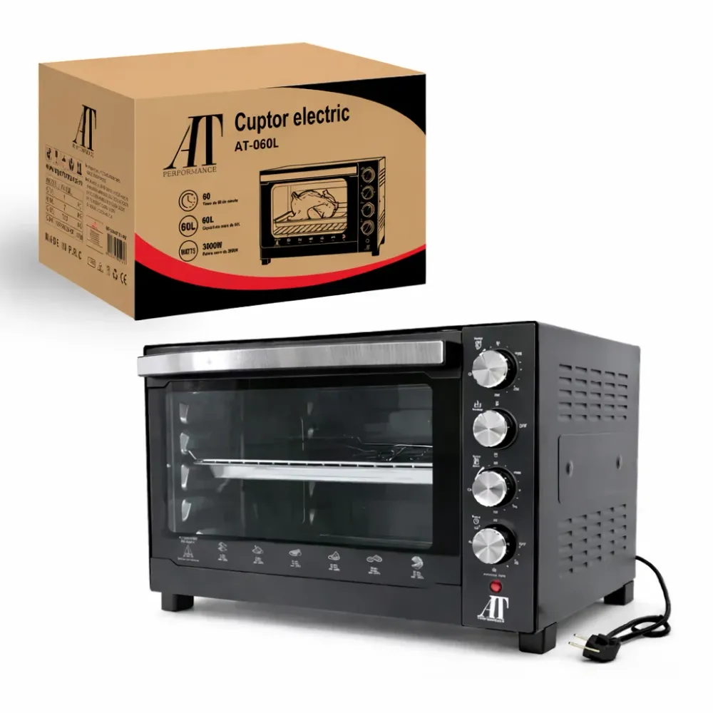Cuptor Electric AT Performance AT-060L, 60L, 3000W, Timer 60 min, Negru