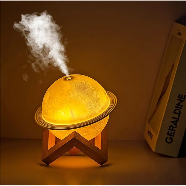 Difuzor ulei esential, forma de planeta, umidificator, 3 tipuri de lumina, capacitate 200 ml