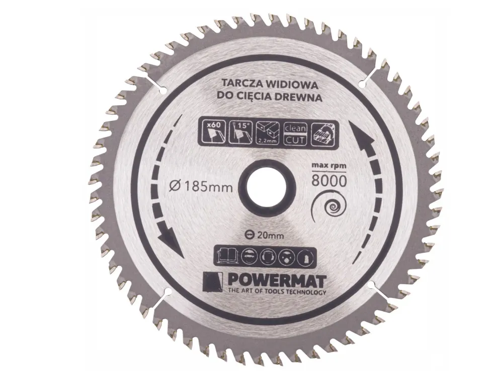 Disc circular TDD 185 x 20 mm, 60 dinti, Powermat PM0884