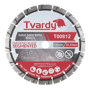 Disc diamantat segmentat, 230 x 12 x 22.23 mm, Tvardy T00812